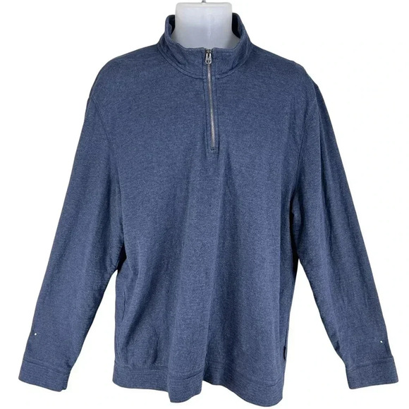 Calvin Klein Jeans Mens XL Blue 1/4 Zip Pullover Sweatshirt Minimalist Dad Wear - Picture 2 of 14